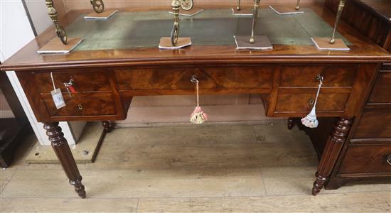 A 19th century French mahogany kneehole writing table W.128cm